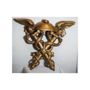 Hermes Attributes: Bronze Saddle Trophy Featuring Caduceus And A Helmet