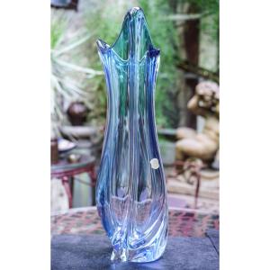 VAL SAINT LAMBERT, Vase cristal massif