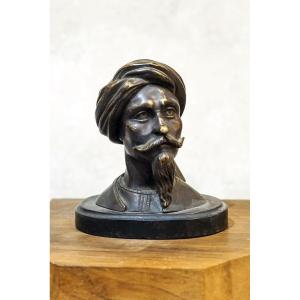 Bronze Orientalist Head Inkwell