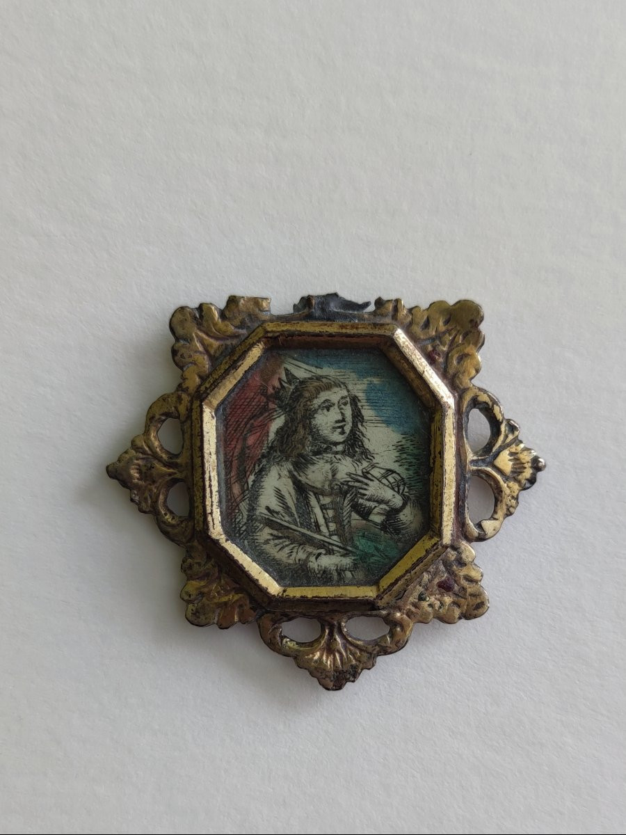 Double-sided Medallion, With Engraving Depicting Saints, 17th Century -photo-2
