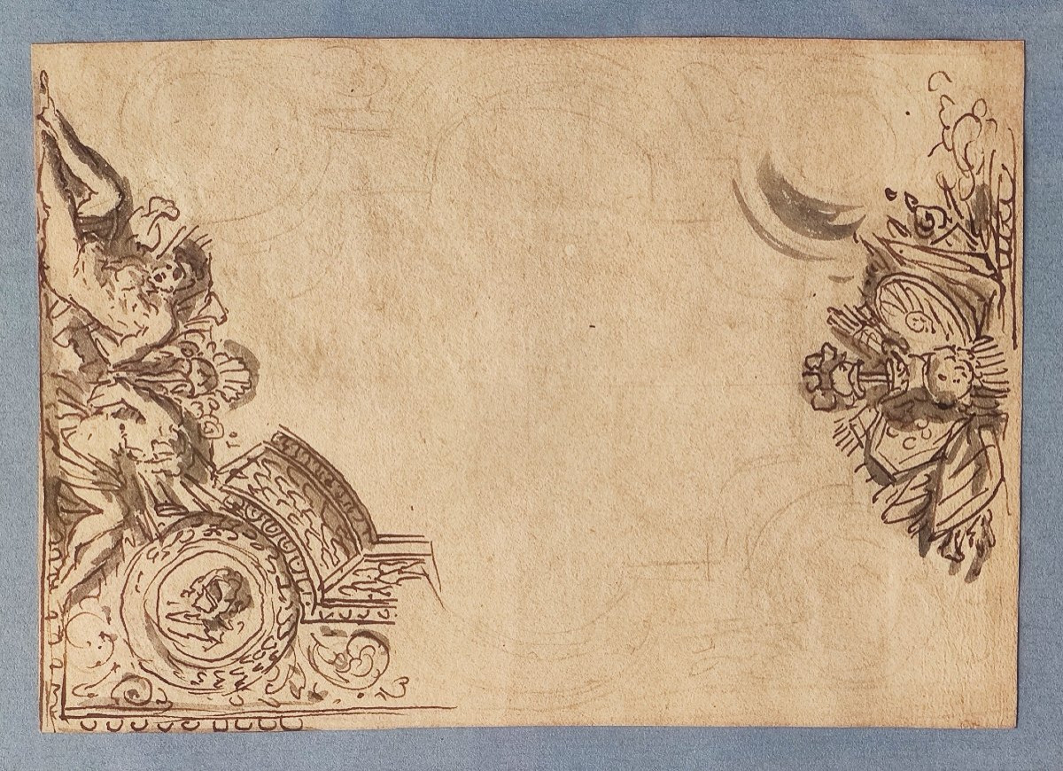 Projet De Plafond, Dessin Original Par Jean Lepautre (attribué à), XVIIème-photo-2