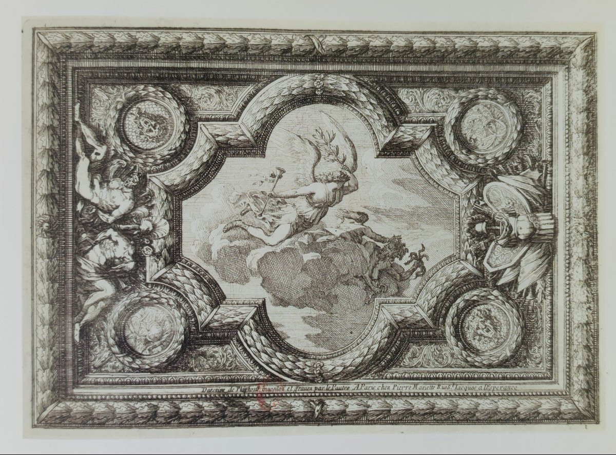 Projet De Plafond, Dessin Original Par Jean Lepautre (attribué à), XVIIème-photo-4