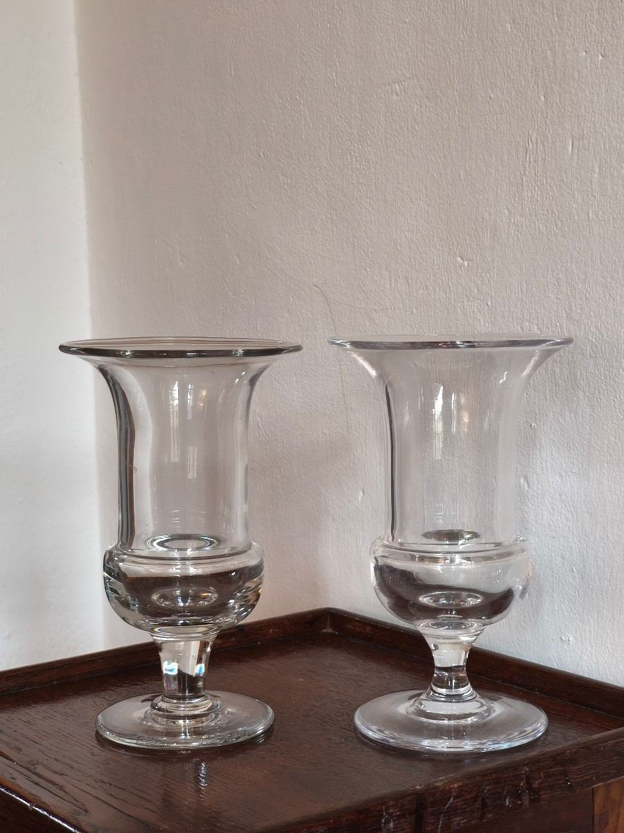 Pair Of Medici Crystal Vases From The Royal Manufacture Of Bayel Champagne