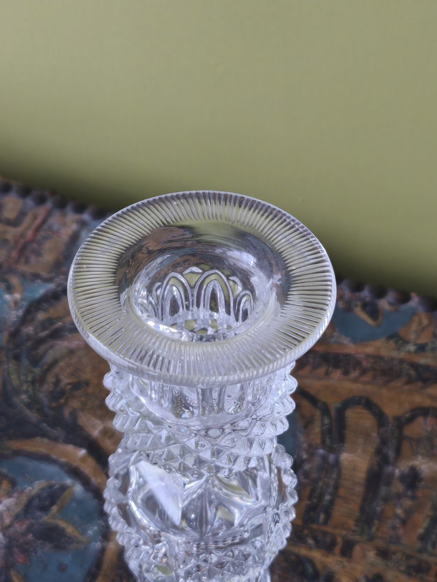 Paire de Bougeoirs en cristal pressé probablement Baccarat (avant 1860)-photo-3