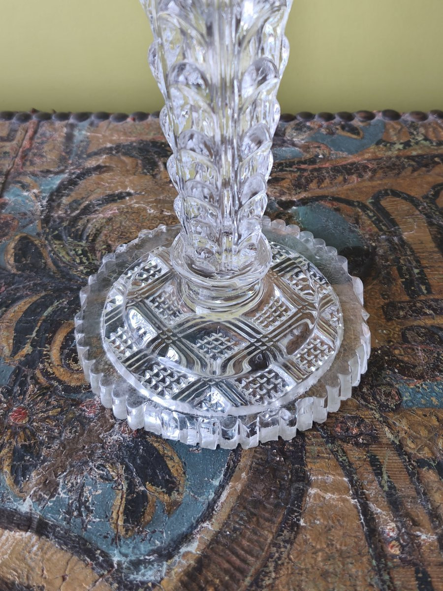 Paire de Bougeoirs en cristal pressé probablement Baccarat (avant 1860)-photo-1