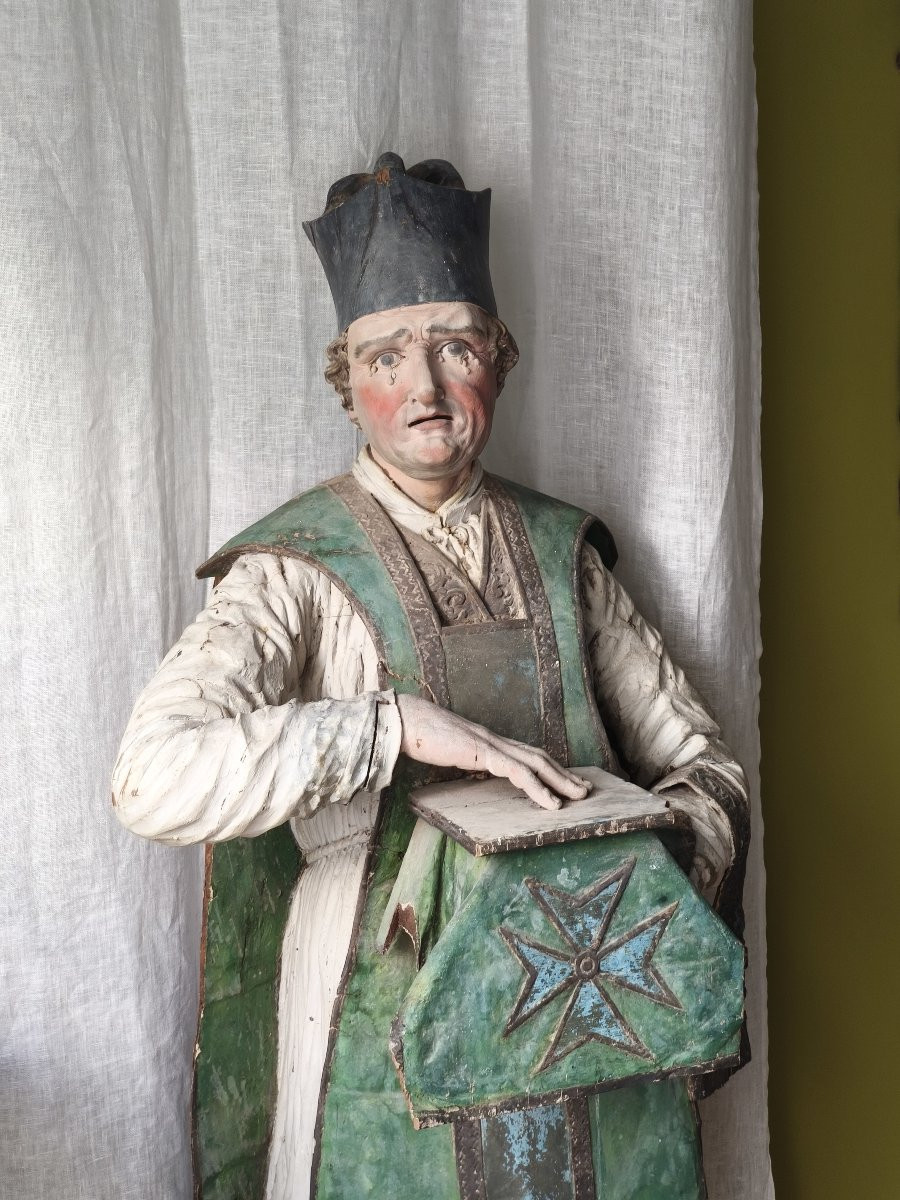 Grande statue de Saint-Yves (Sant Erwan), bois polychrome, XVIIIe-photo-2