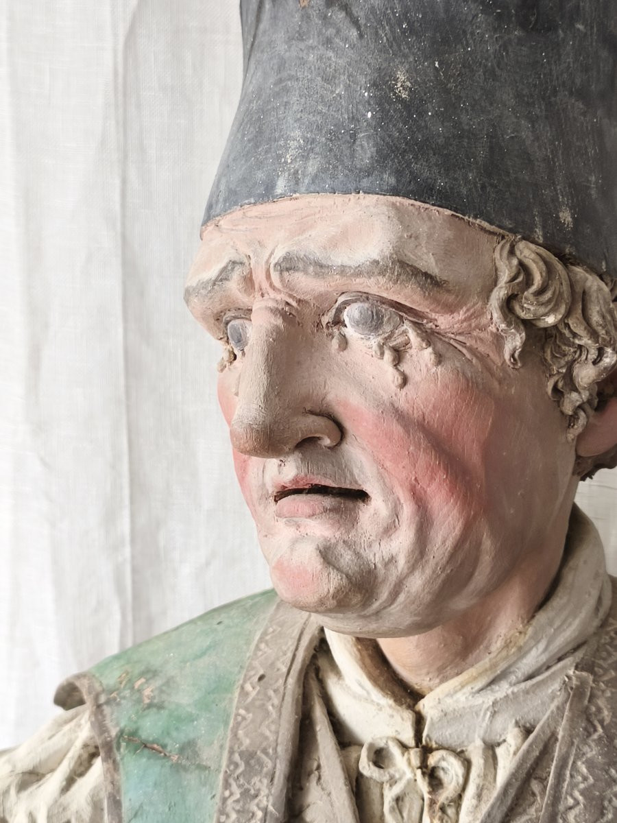 Grande statue de Saint-Yves (Sant Erwan), bois polychrome, XVIIIe-photo-3