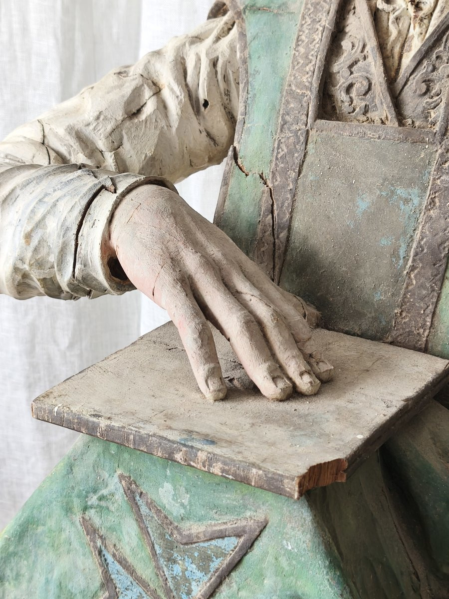 Grande statue de Saint-Yves (Sant Erwan), bois polychrome, XVIIIe-photo-4
