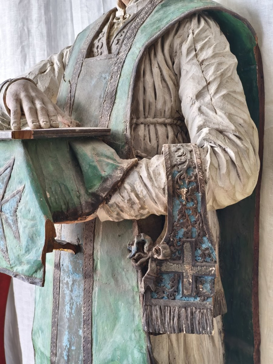 Grande statue de Saint-Yves (Sant Erwan), bois polychrome, XVIIIe-photo-2
