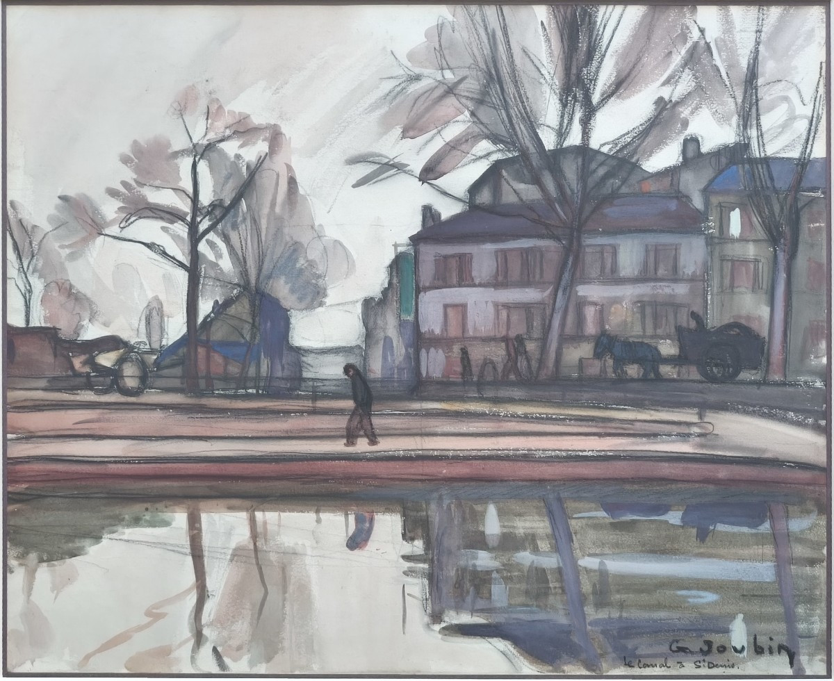 The Canal At Saint-denis, Gouache, Signed Georges Joubin (1888-1983), Montmartre School
