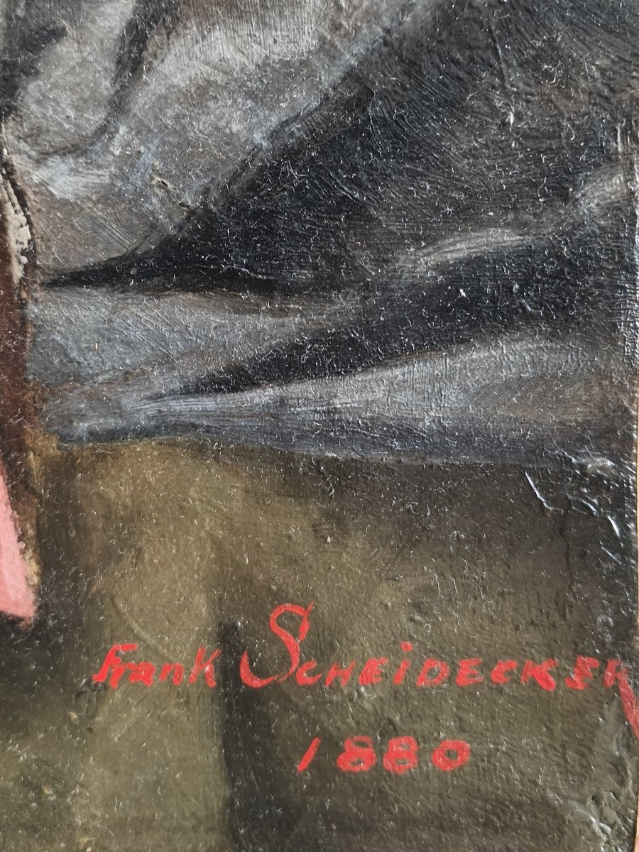 Still Life With Japanese Trinkets, Oil On Canvas, Signed Frank Scheidecker, Dated 1880-photo-2