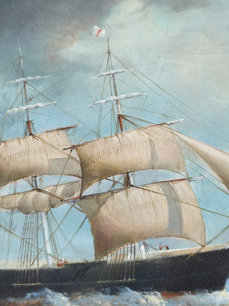 Marine au trois-mâts par temps de tempête, Jean Laurent, vers 1950-photo-4