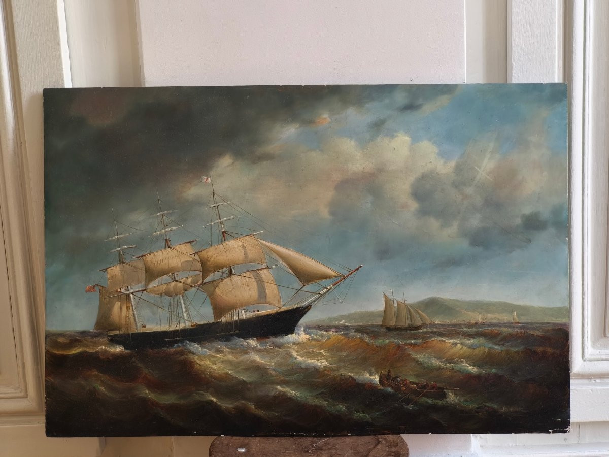 Marine au trois-mâts par temps de tempête, Jean Laurent, vers 1950-photo-5