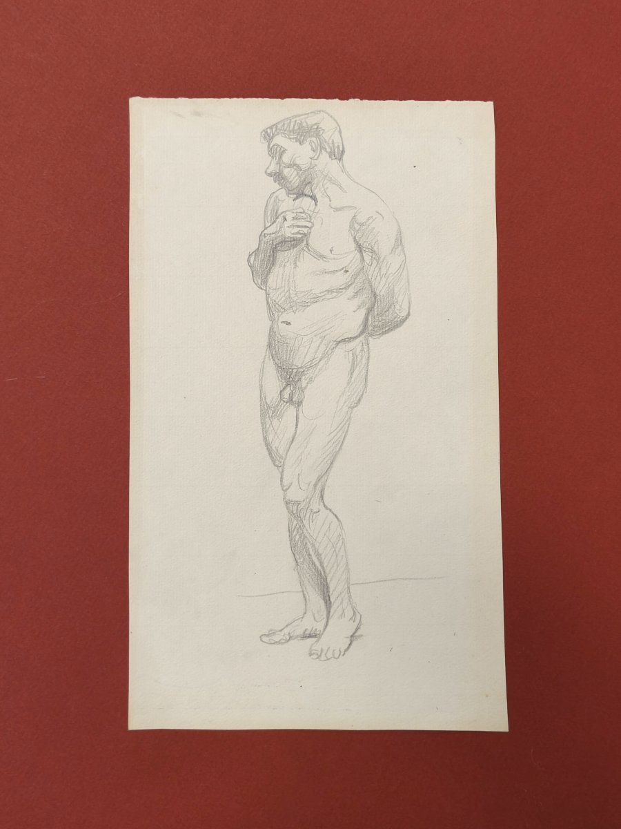 Etude Académie Masculine Original Drawing By Félix Vallotton-photo-2