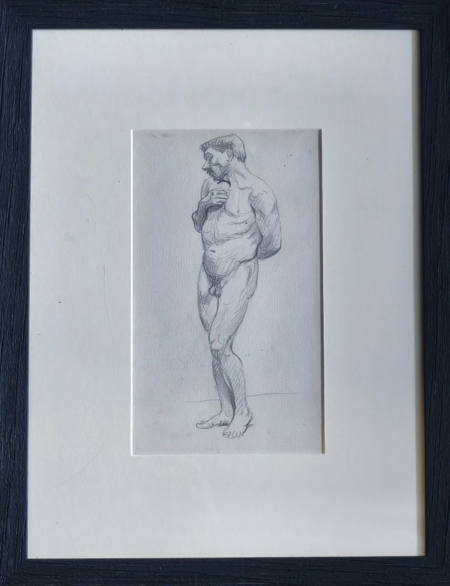 Etude Académie Masculine Original Drawing By Félix Vallotton-photo-1