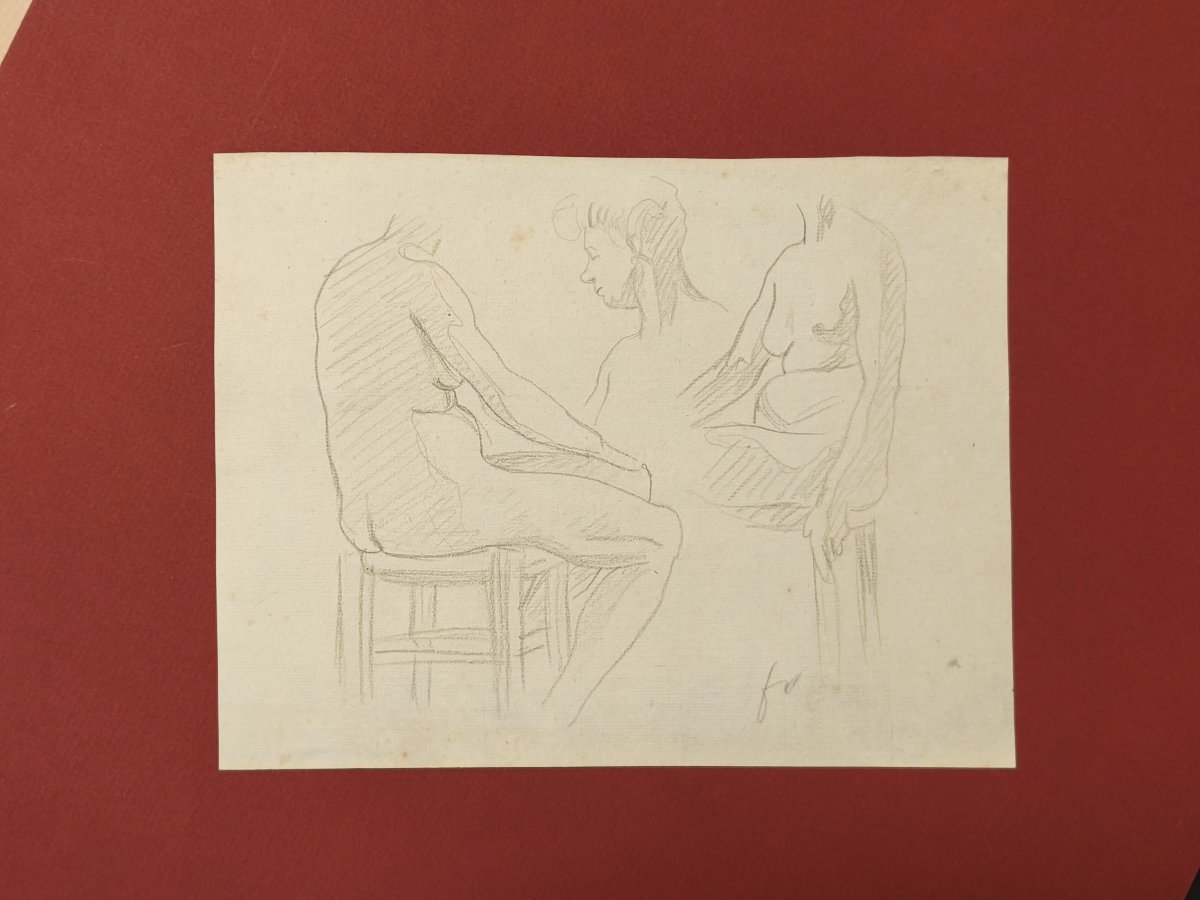 Etude Académie femmes nues dessin original par Félix Vallotton-photo-4