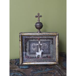 Reliquaire Paperolles avec Agneau Pascal, XIXe siècle