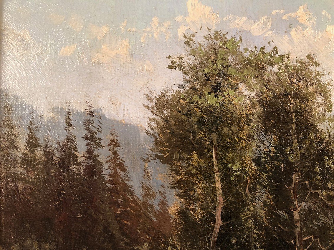 Emile Godchaux (1860-1938), Paysage De Montagne Huile Sur Toile Signée, Encadrée-photo-3