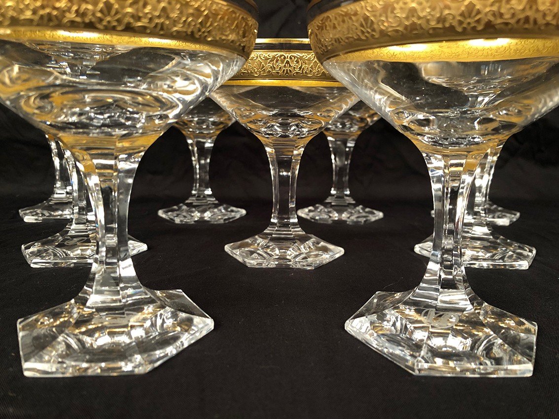 Moser à Carlsbad (tchécoslovaquie) Série De Onze Coupes à Champagne En Cristal-photo-1