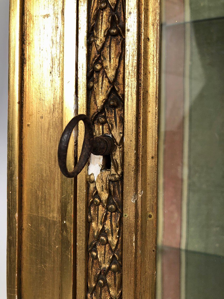 Louis XVI Style Showcase In Wood And Golden Stucco, Circa 1900-photo-1