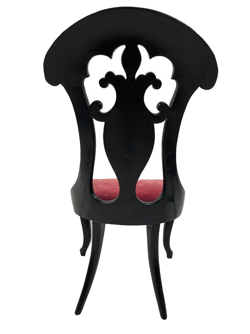 Chaise à Haut Dossier En Bois Et Carton Bouilli Burgauté, Napoléon III-photo-4