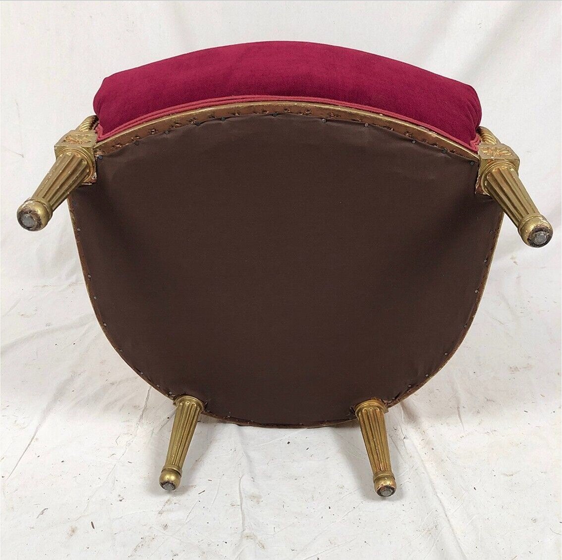 Bergère Armchair In Golden Wood Trimmed In Fuchsia Silk And Velvet, Art Deco Inspired Louis XVI-photo-2