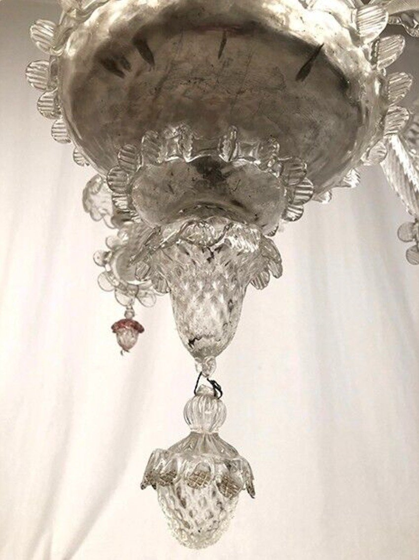 Murano Glass Chandelier With Four Arms Of Light, Late 19th Century-photo-7