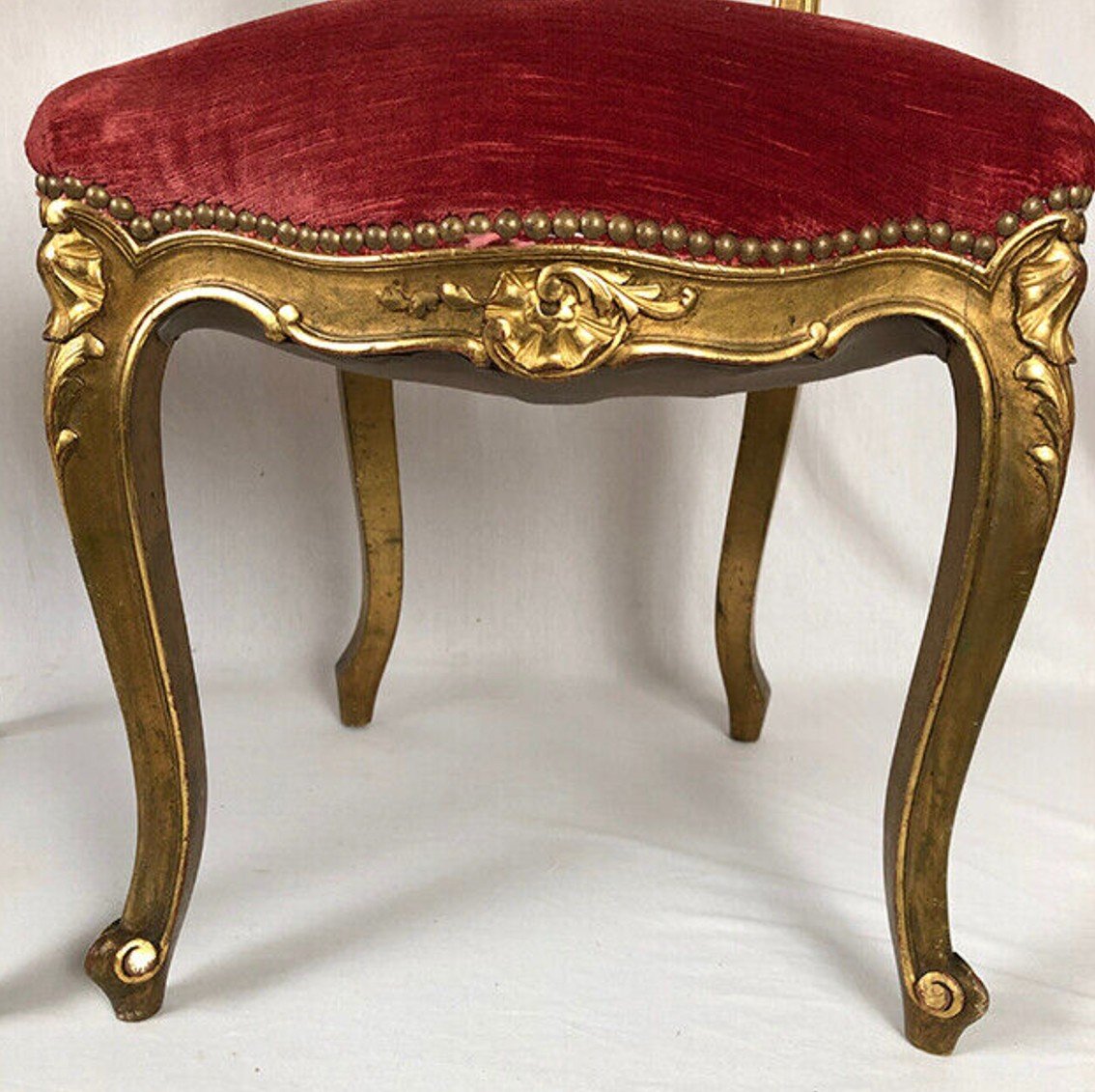 Pair Of Louis XV Style Chairs In Golden Wood, Napoleon III Period-photo-2