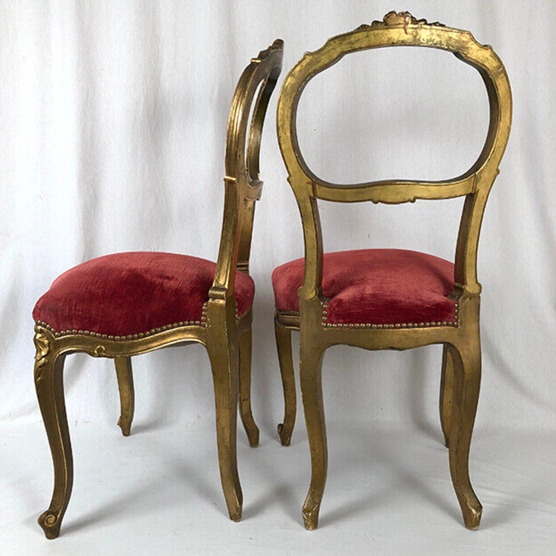 Pair Of Louis XV Style Chairs In Golden Wood, Napoleon III Period-photo-5