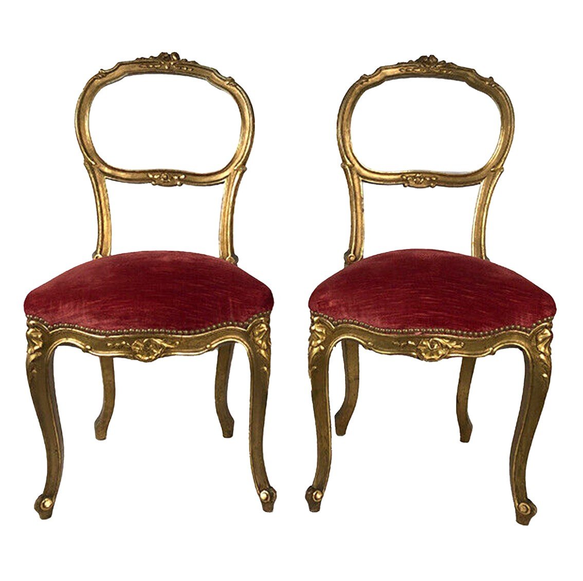 Pair Of Louis XV Style Chairs In Golden Wood, Napoleon III Period