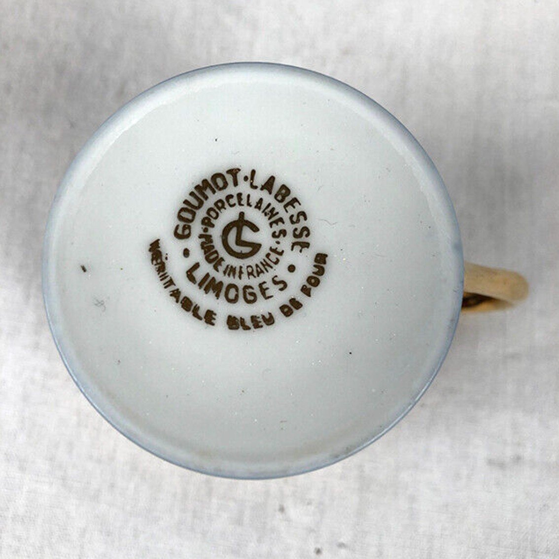 Service à Café, Porcelaine Limoges Goumont Labesse, Bleu De Four Et Or-photo-2
