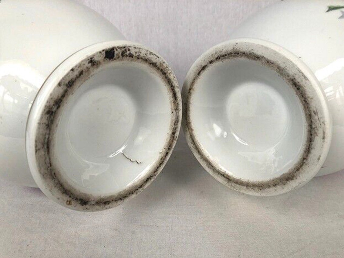 Large Pair Of Porcelain Vases With Flower Decor-photo-7