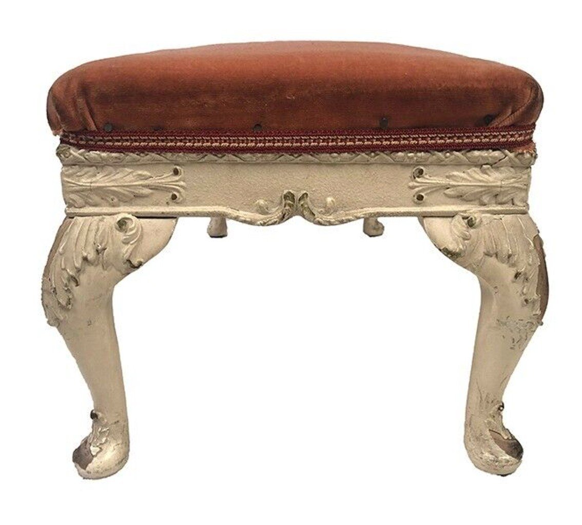 Petit Banc En Bois Laqué Crème De Style Rococo, Milieu XXe-photo-4