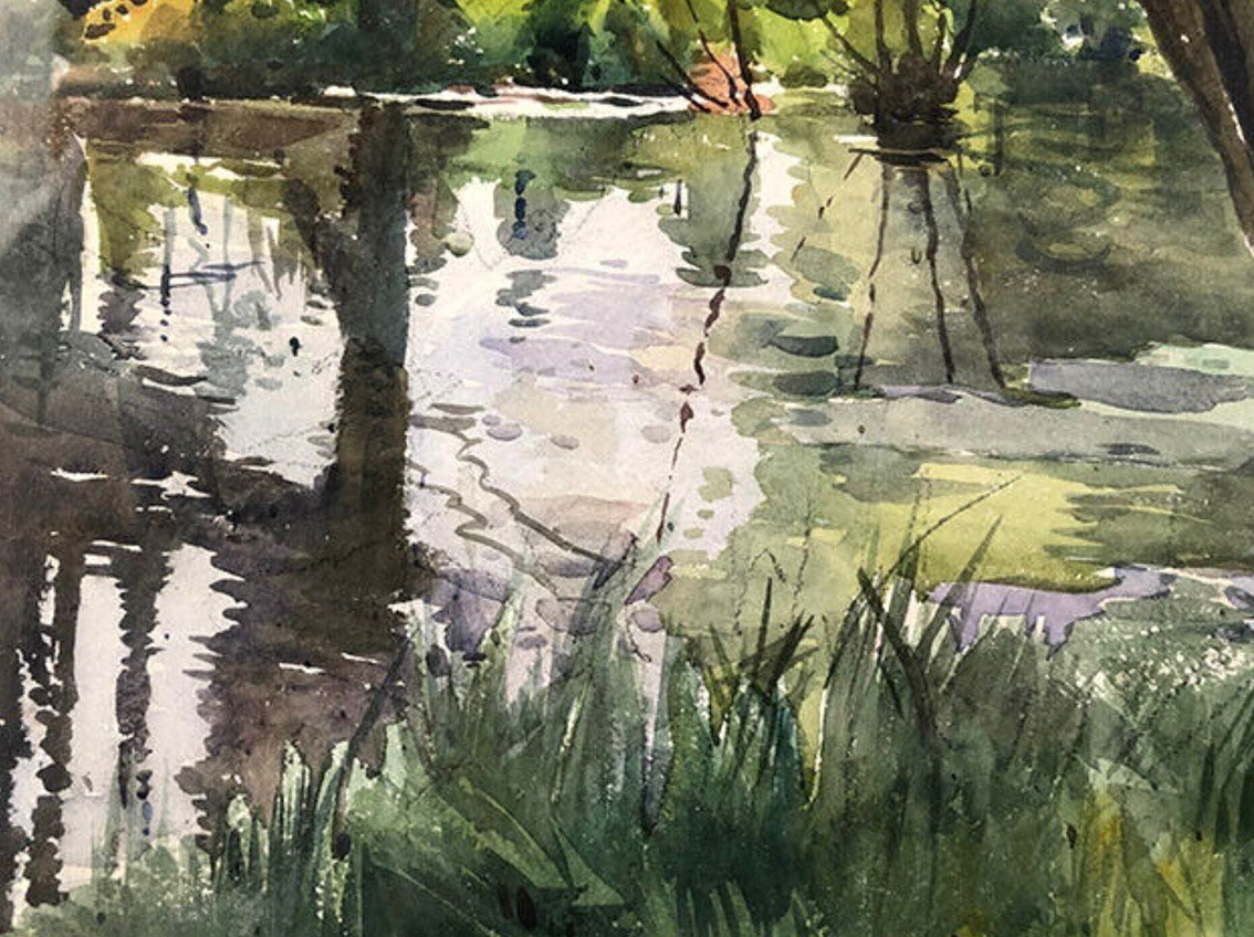 Paul Lippe (1866-1926). L’ouche Sous Les Saules, Aquarelle 1924-photo-4