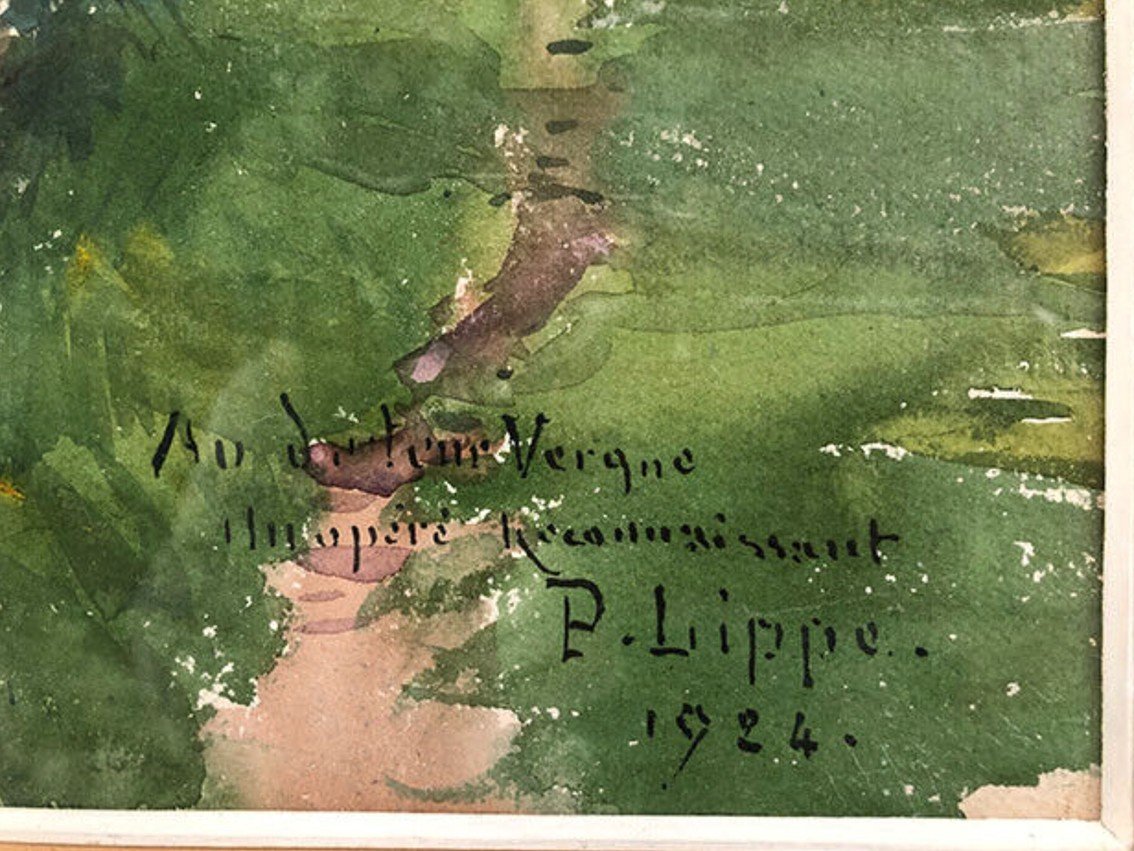 Paul Lippe (1866-1926). L’ouche Sous Les Saules, Aquarelle 1924-photo-1