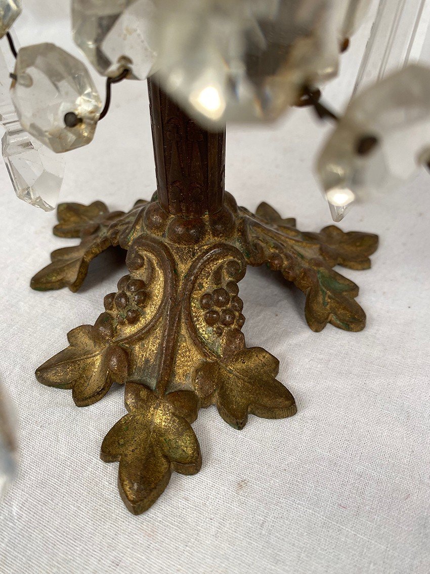 Pair Of Candlesticks With Tassels And Flowers In White Porcelain-photo-2