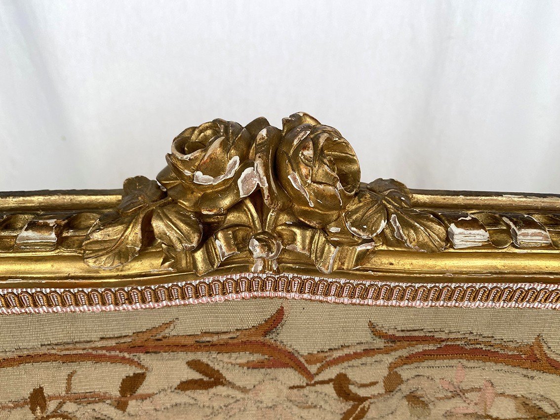 Gilded Wood Fireplace Screen, Decorated With Tapestry, Napoleon III Period-photo-3