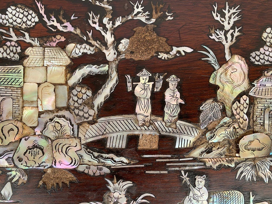 Table Basse En Bois Incrusté De Nacre. Vietnam Ou Chine Du Sud Début XXe-photo-2