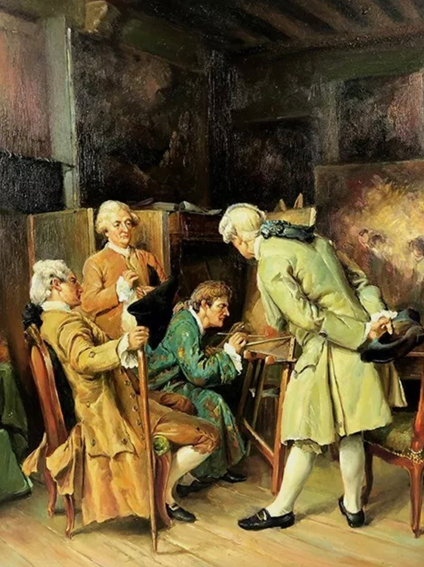 Huile Sur Toile, Les Amateurs De Peinture D’après Ernest Meissonier (1815 – 1891). XXe-photo-2