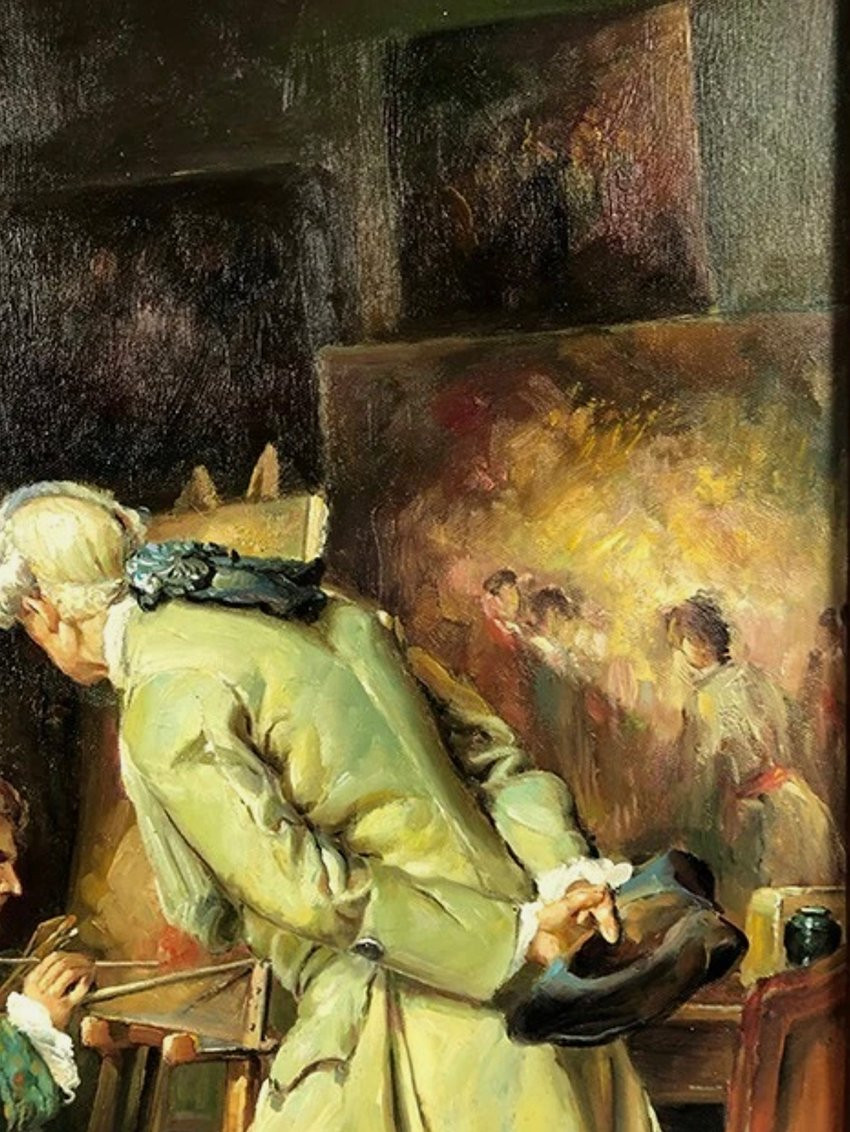 Huile Sur Toile, Les Amateurs De Peinture D’après Ernest Meissonier (1815 – 1891). XXe-photo-2
