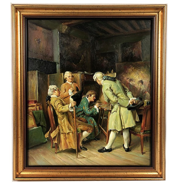 Huile Sur Toile, Les Amateurs De Peinture D’après Ernest Meissonier (1815 – 1891). XXe