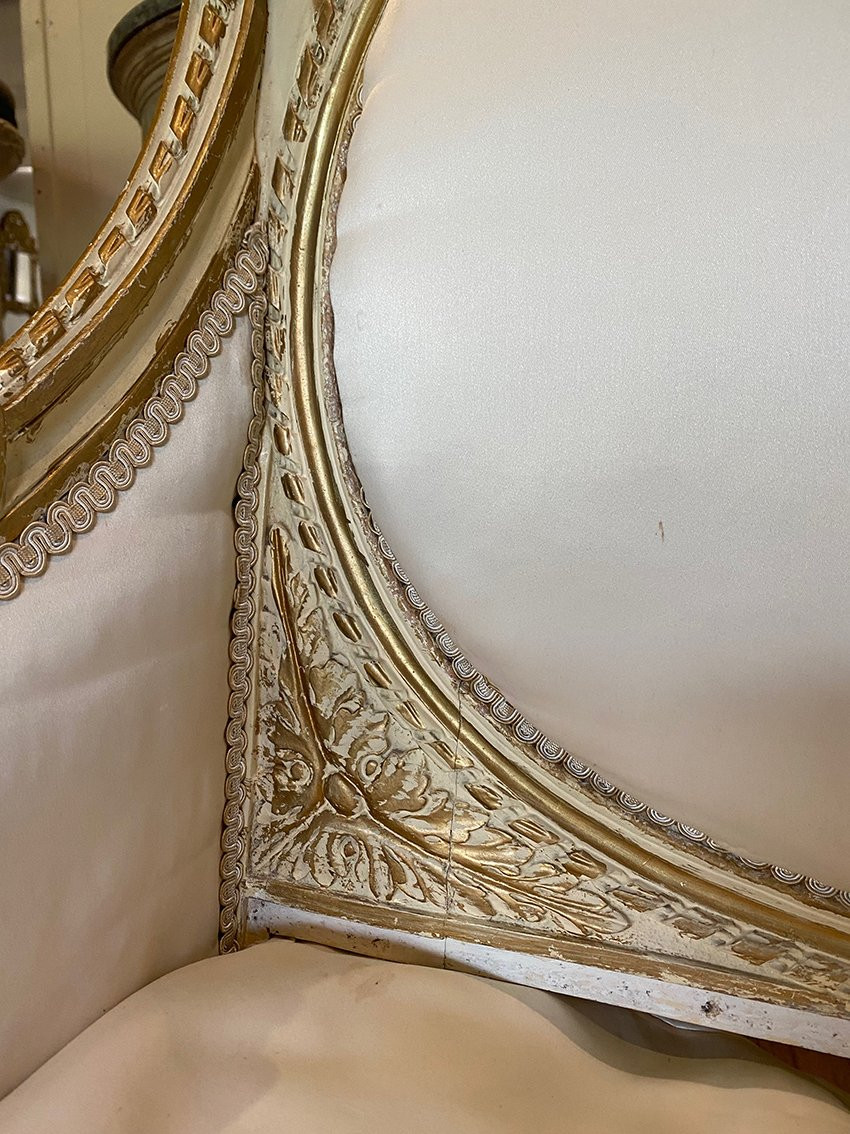 Louis XVI Style Marquise In White Lacquered Wood, Gold Trim. Circa 1900-photo-4