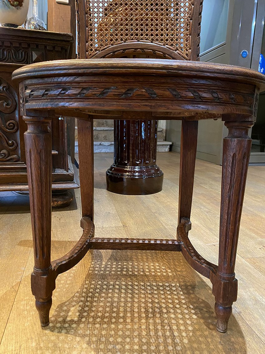 Six Louis XVI Style Oak Chairs. Caned Seats And Backs. Early 20th Century-photo-3