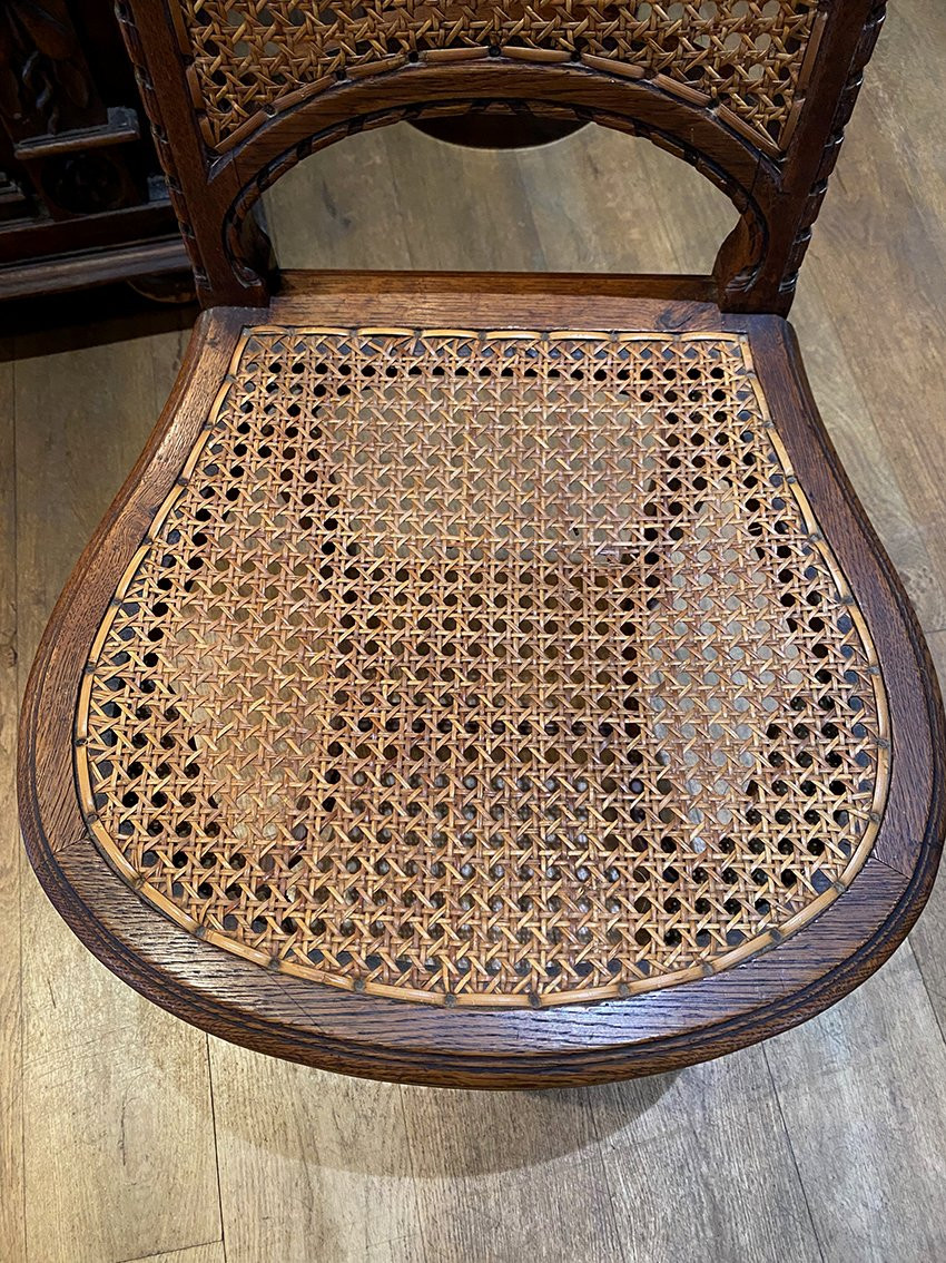 Six Louis XVI Style Oak Chairs. Caned Seats And Backs. Early 20th Century-photo-4