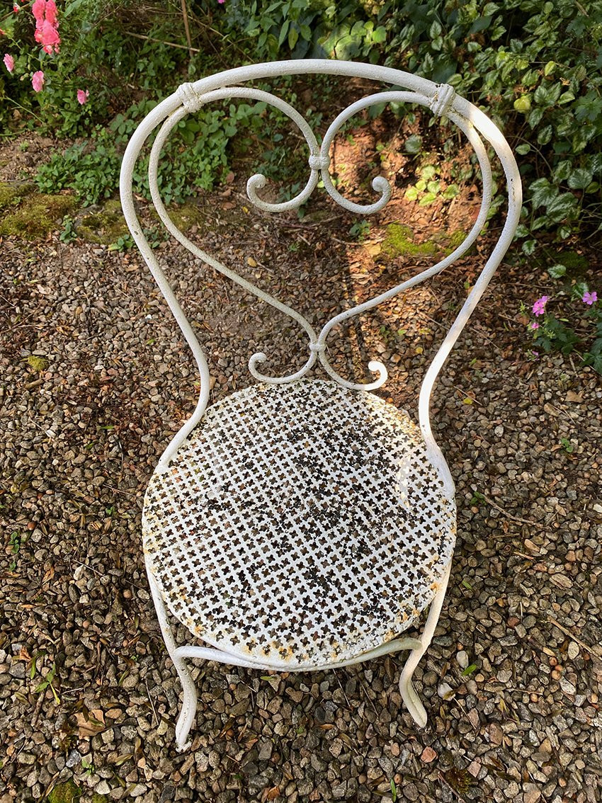 Part Of A White Lacquered Wrought Iron Garden Furniture Set-photo-4