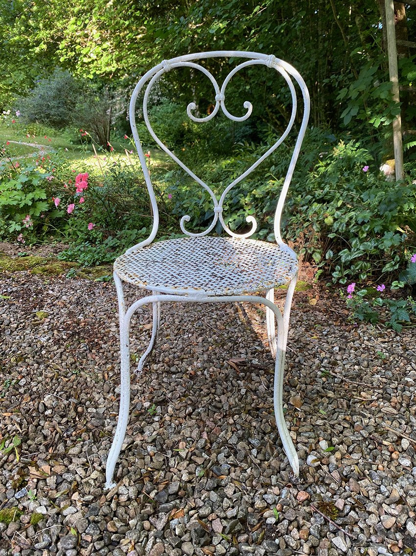 Part Of A White Lacquered Wrought Iron Garden Furniture Set-photo-5
