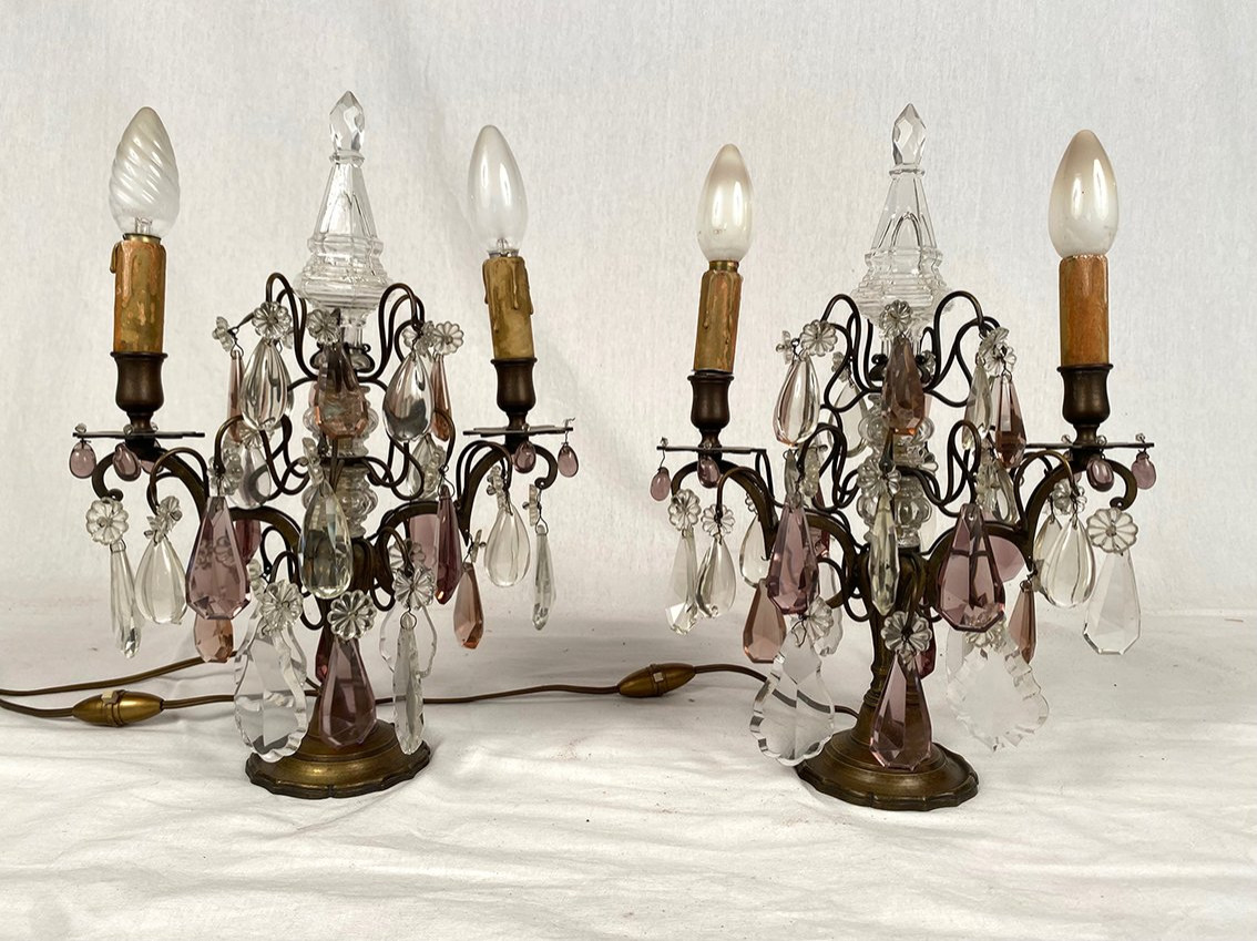 Pair Of Bronze Chandeliers With Tassels-photo-1