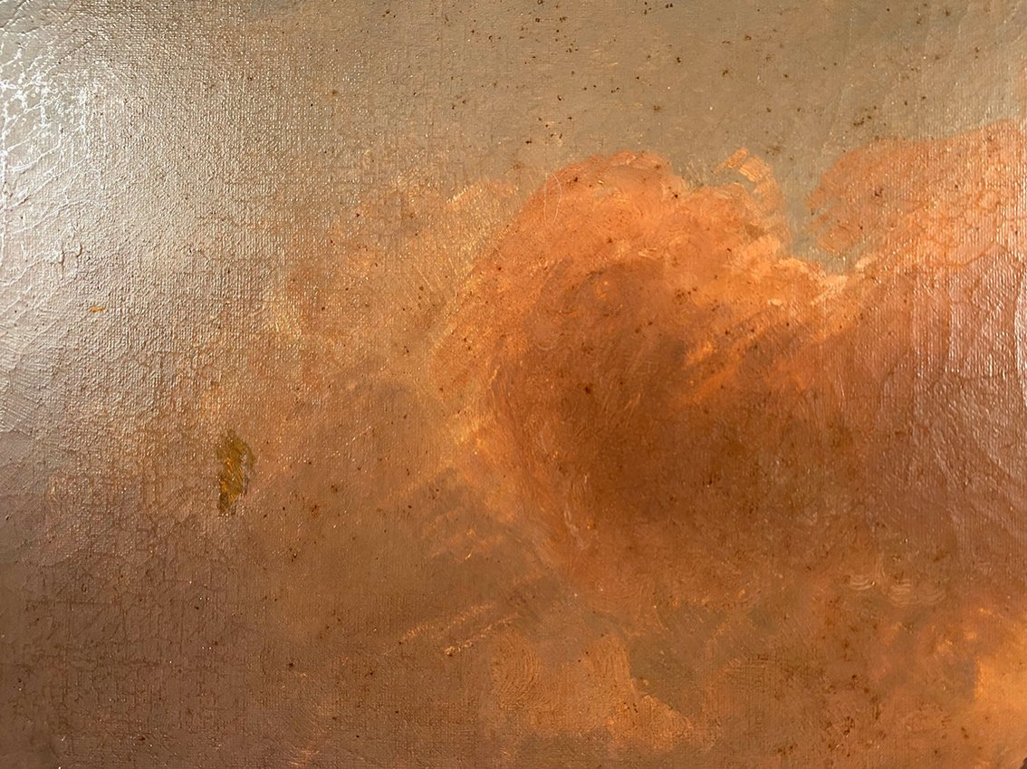 « Paysage au crépuscule », huile sur toile signée A. de St Vincent et datée 1840-photo-2