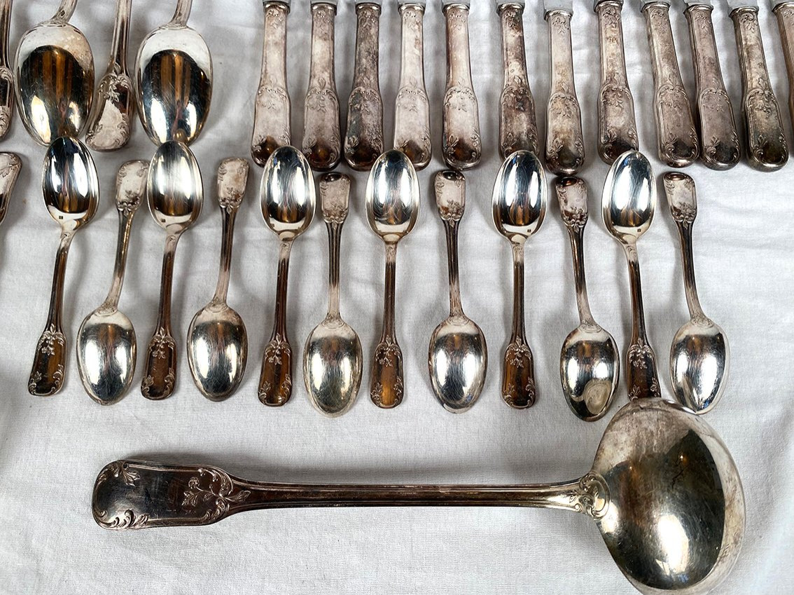 Ménagère en métal argenté de style Louis XV, 84 g. 49 pièces-photo-3