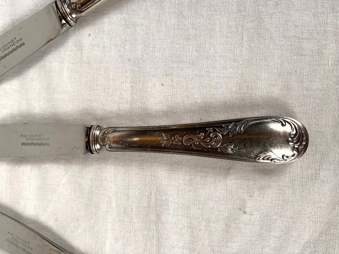 François Frionnet. 12 Silver-plated Fruit Knives In The Louis XV Style-photo-1